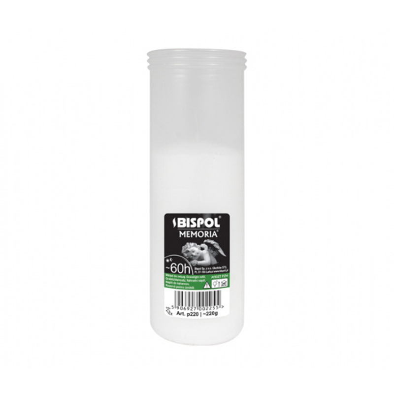 Hřbitovní svíčky - Svíčka hřbitovní náplň Memoria bílá 60hod./18cm