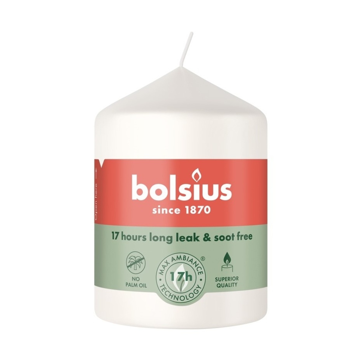 Svíčky Bolsius - Svíčka válcová BOLSIUS bílá 8cm