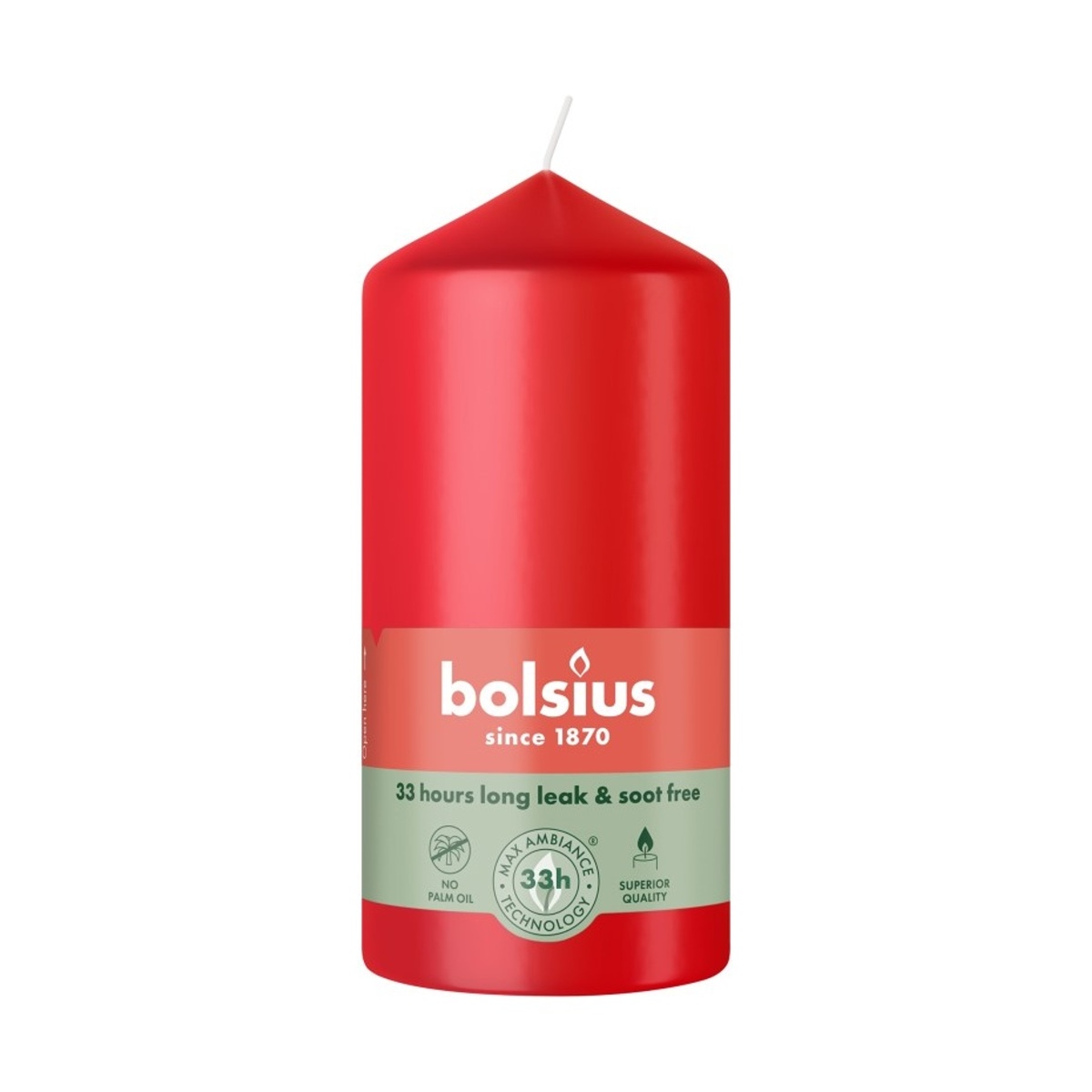 Klasické svíčky - Svíčka válcová BOLSIUS červená 12cm