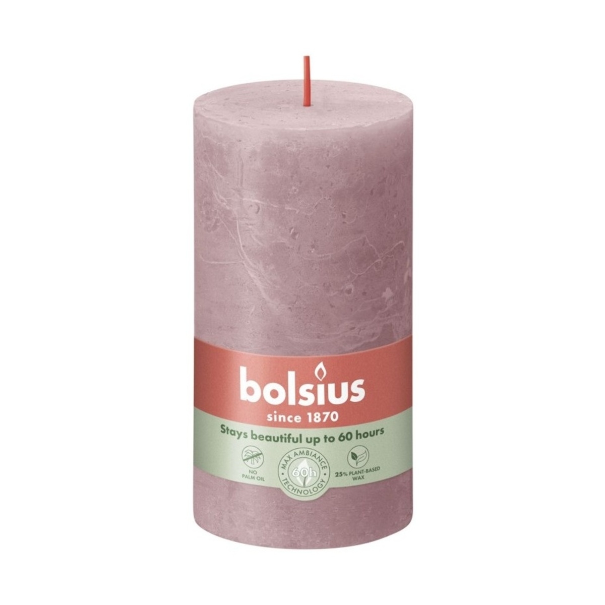 Svíčky Bolsius - Svíčka válcová Bolsius RUSTIC SHINE růžová 13cm