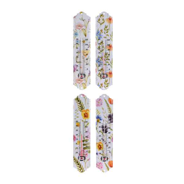 Doplňky do zahrady - Teploměr venkovní dekor květiny mix 29,5cm