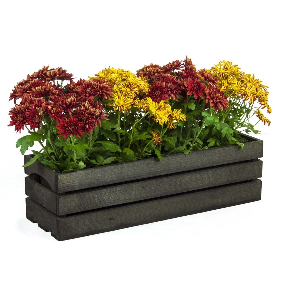 Truhlíky - Truhlík hranatý BEDÝNKA s vložkou dřevo/plast antracit 60x19x16cm