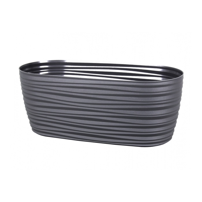 Plastové obaly - Truhlík ovál SAHARA PETITE plast antracit 27cm
