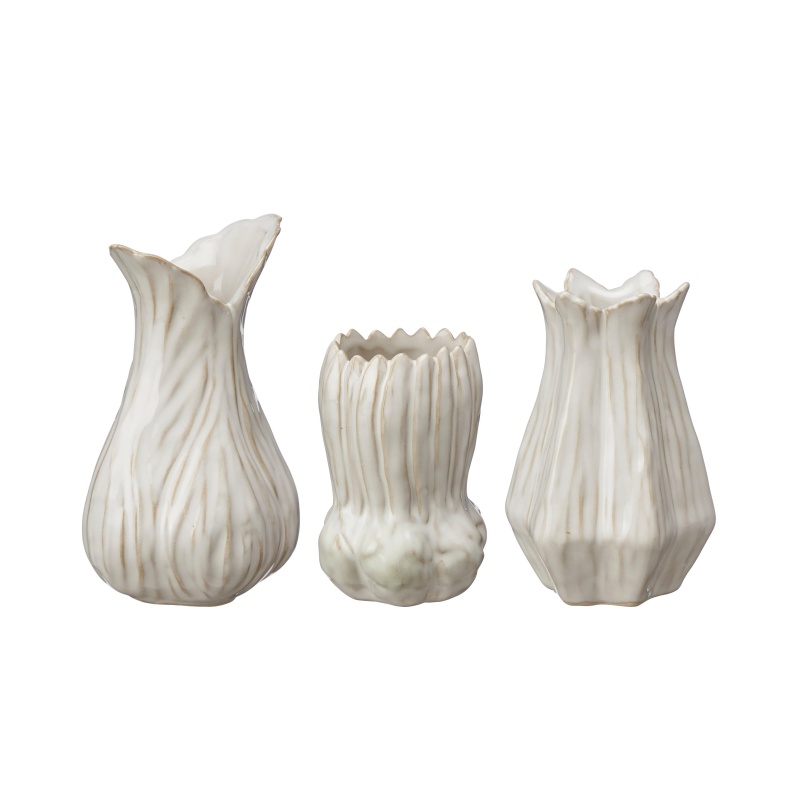 Keramické vázy - Váza atypická porcelánová LESLIE bílá mix 12cm