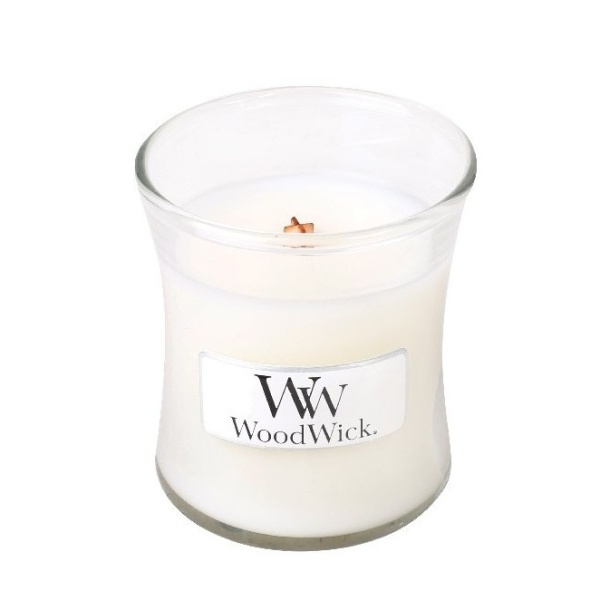 Svíčky WoodWick - Vonná svíčka WoodWick Bílý čaj & Jasmín 85g