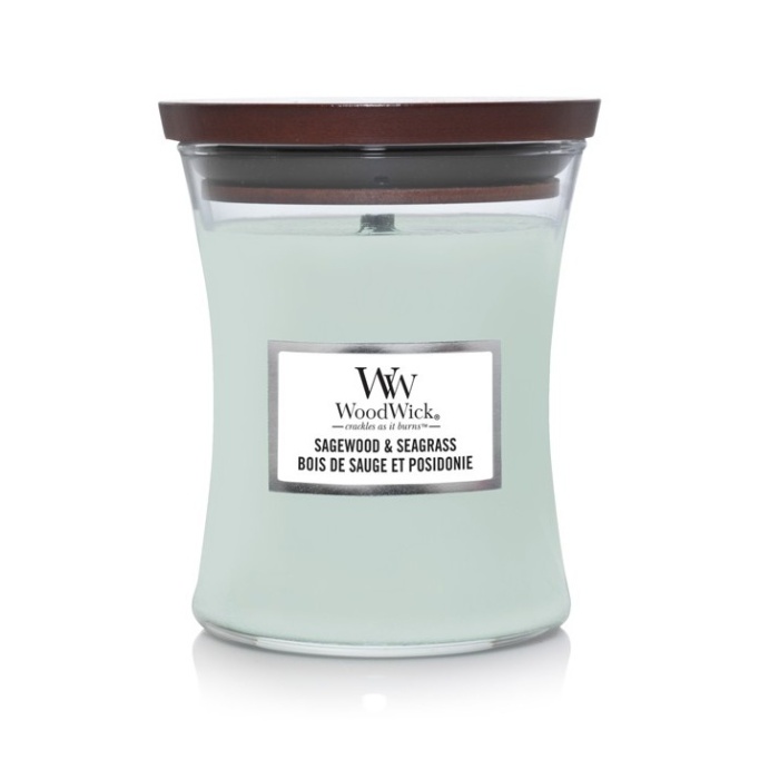 Svíčky WoodWick - Vonná svíčka WoodWick Sagewood & Seagrass 275g