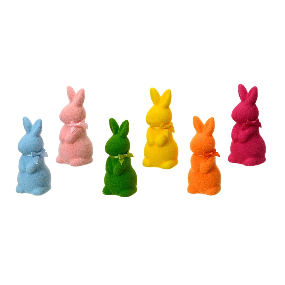 Dekorační figurky zvířat - Zajíc stojící s mašlí z polyfoam mix 16cm