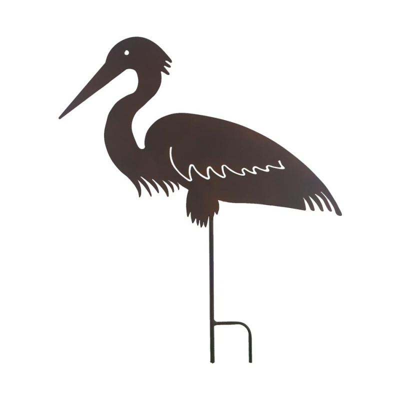 Zápichy - Zápich kovový čáp tm.hnědý 65,5cm